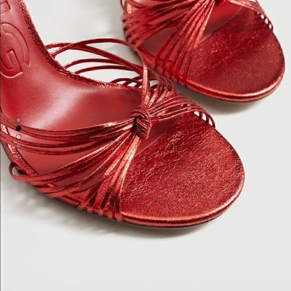 MANGO - Metallic Red Strappy Heeled Sandals - Picture 7 of 11
